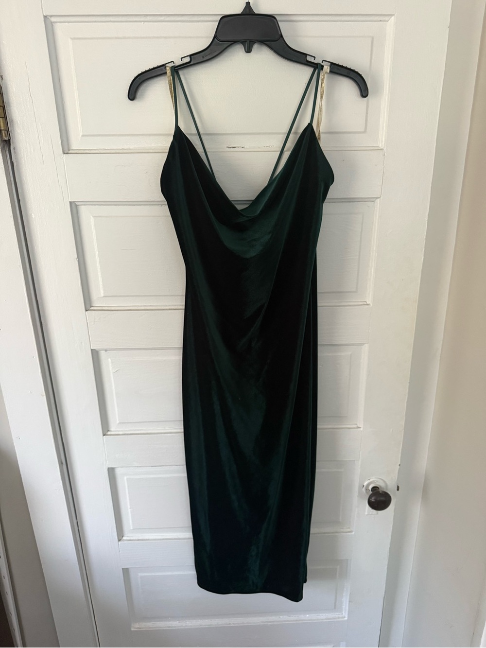 Jenny Yoo Emerald Green Velvet Cowl Midi Dress